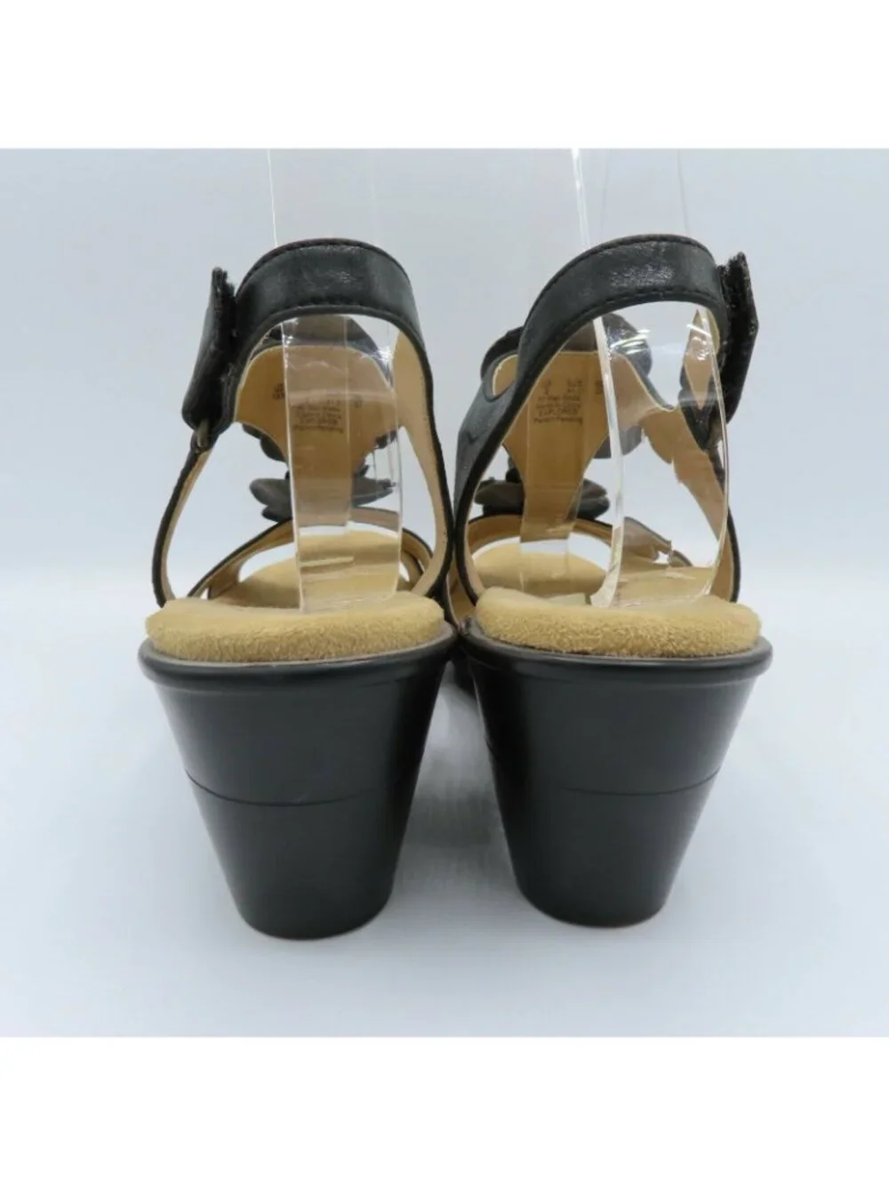 Naturalizer 10 M Comfort Explorer Womens Black Faux Leather Flower Wedge Sandal